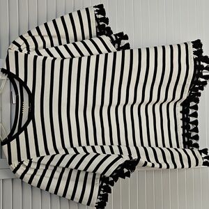 KATE SPADE X BROOME STREET STRIPED TASSELED SHIRT sz L